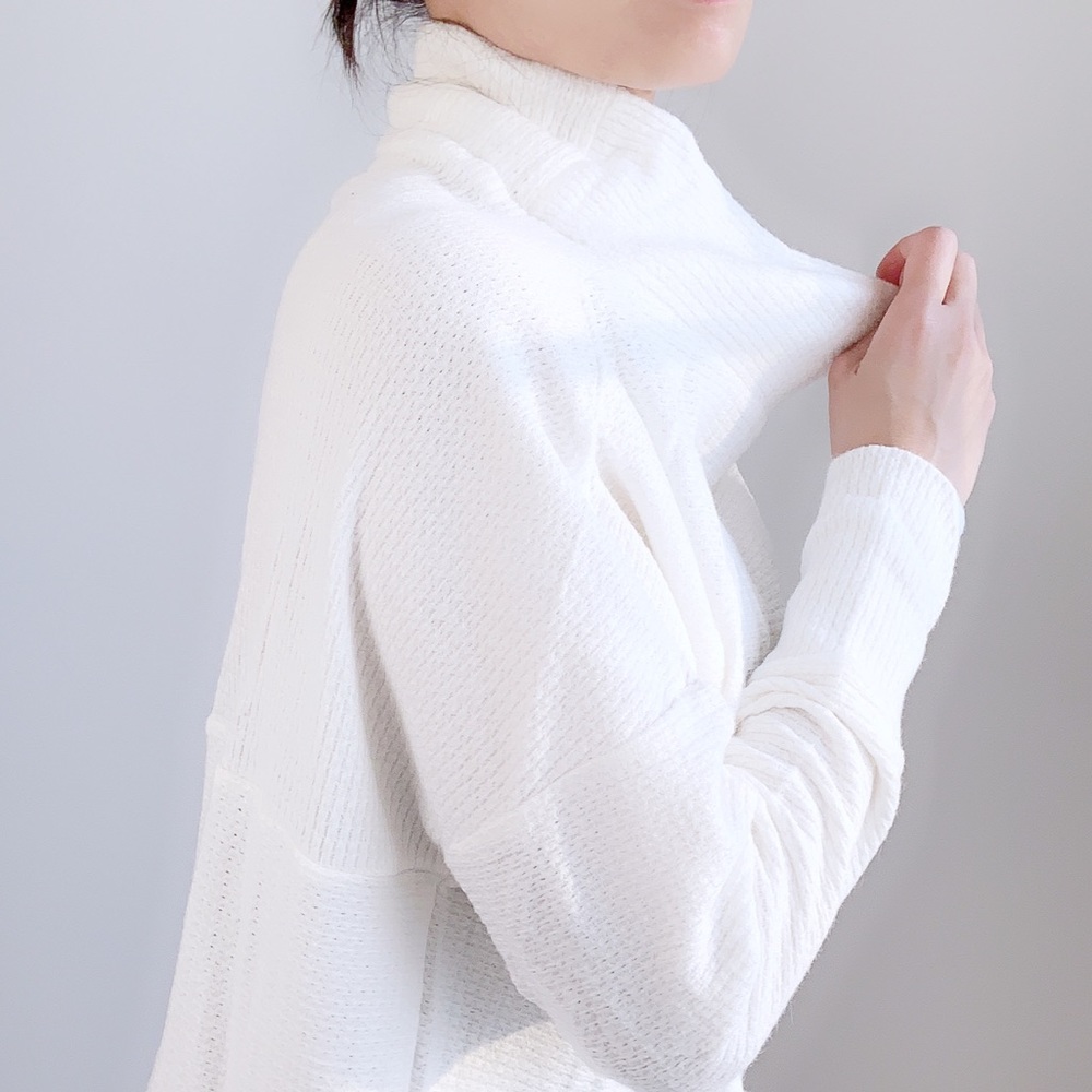 Cowl Neck Knit Sweater TOP - WHITE - Picture 5 of 5
